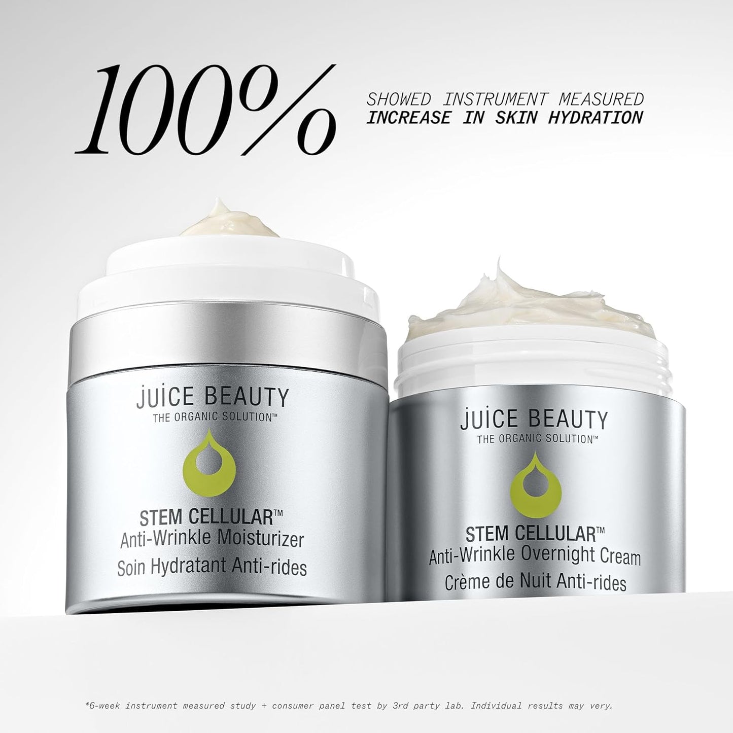 Juice Beauty Stem Cellular Day & Night Duo - Includes Anti-Wrinkle Moisturizer + Anti-Wrinkle Overnight Cream - Hydrates + Improves Fine Lines and Wrinkles - Vegan, Cruelty Free