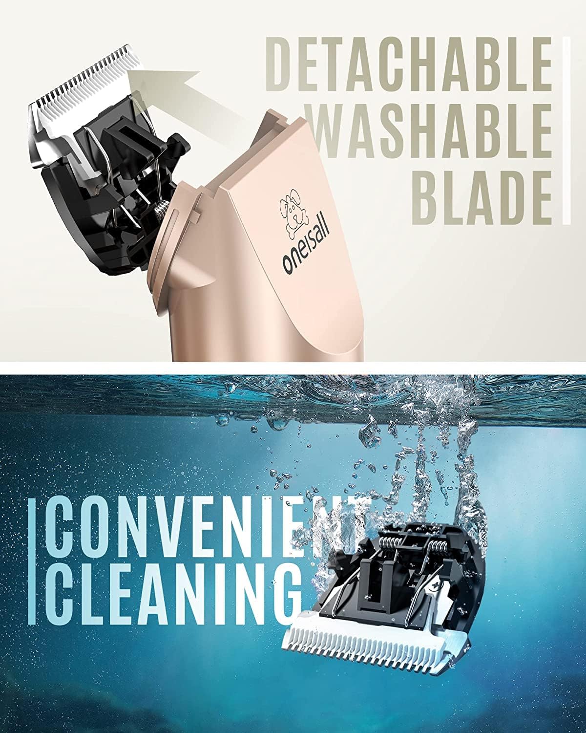 oneisall Dog Shaver Clippers Low Noise Rechargeable Cordless Electric Quiet Hair Clippers Set for Dog Cat