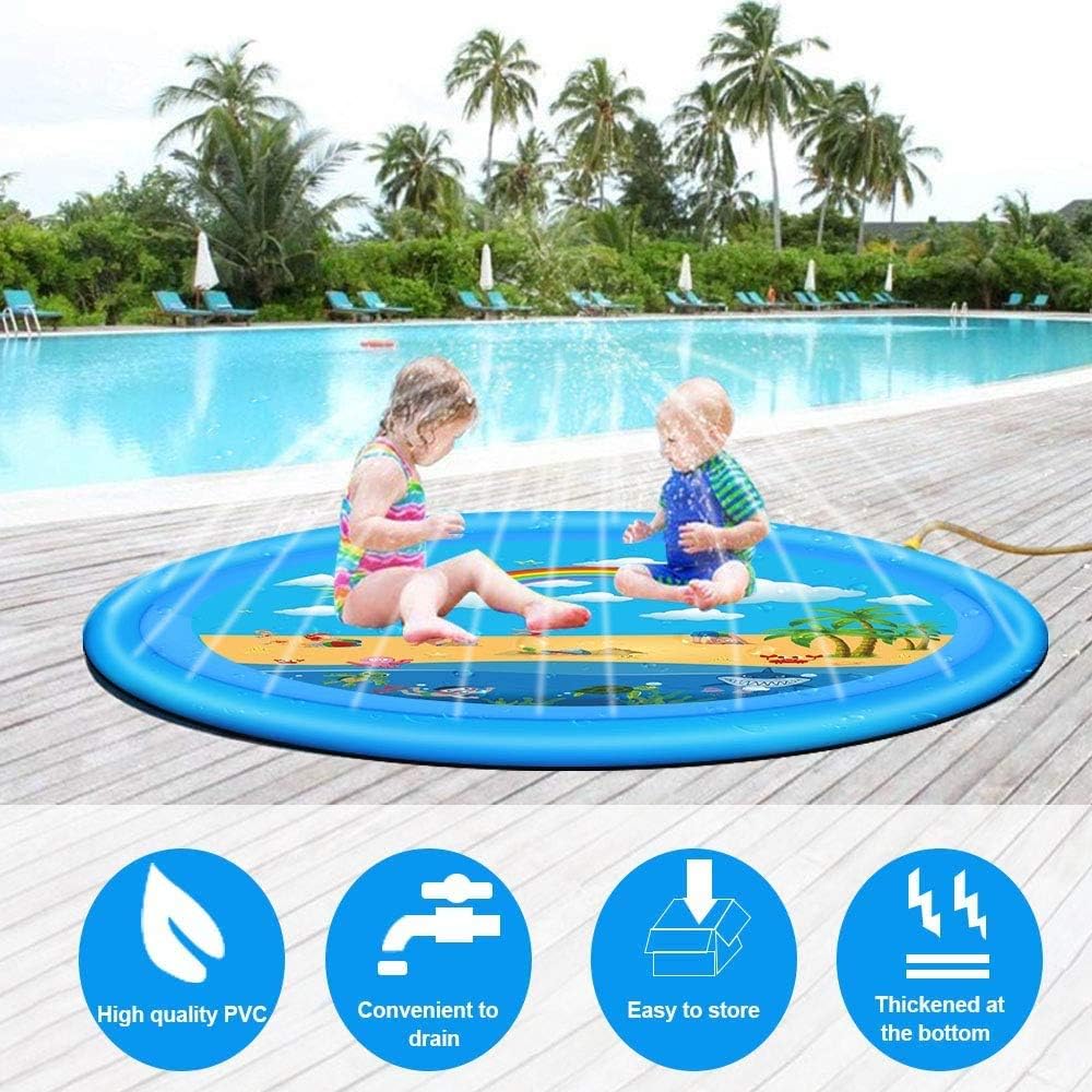 ๐๐๐๏ธ ๐ฆ๐บ 172cm Rainbow Splash Pad, Sprinkler for Kids, Outdoor Swimming Pool Water Toys Fun for Kids, Toddlers, Boys, Girls, Childrenโฆ