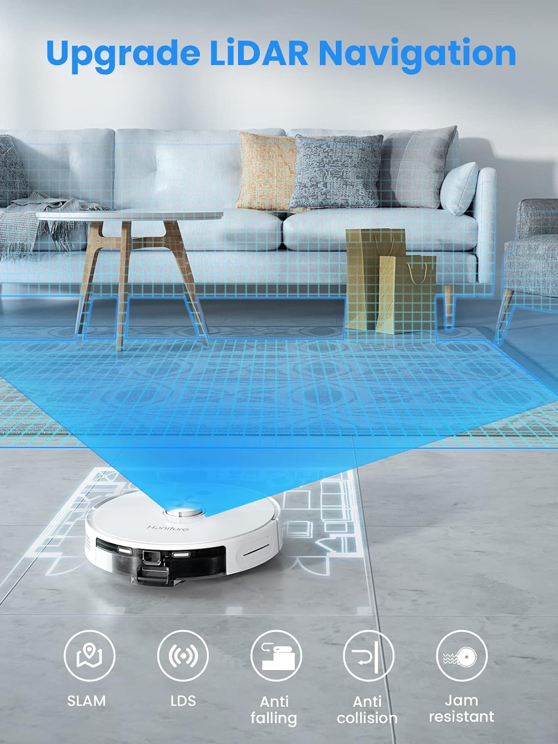 HONITURE Robot Vacuum Cleaner, G20 Robot Vacuum and Mop Combo 3 in 1, 4000pa Strong Suction, Self-Charging, App&Remote&Voice Control, Compatible with Alexa, Ideal for Carpet, Hard Floor, Pet Hair