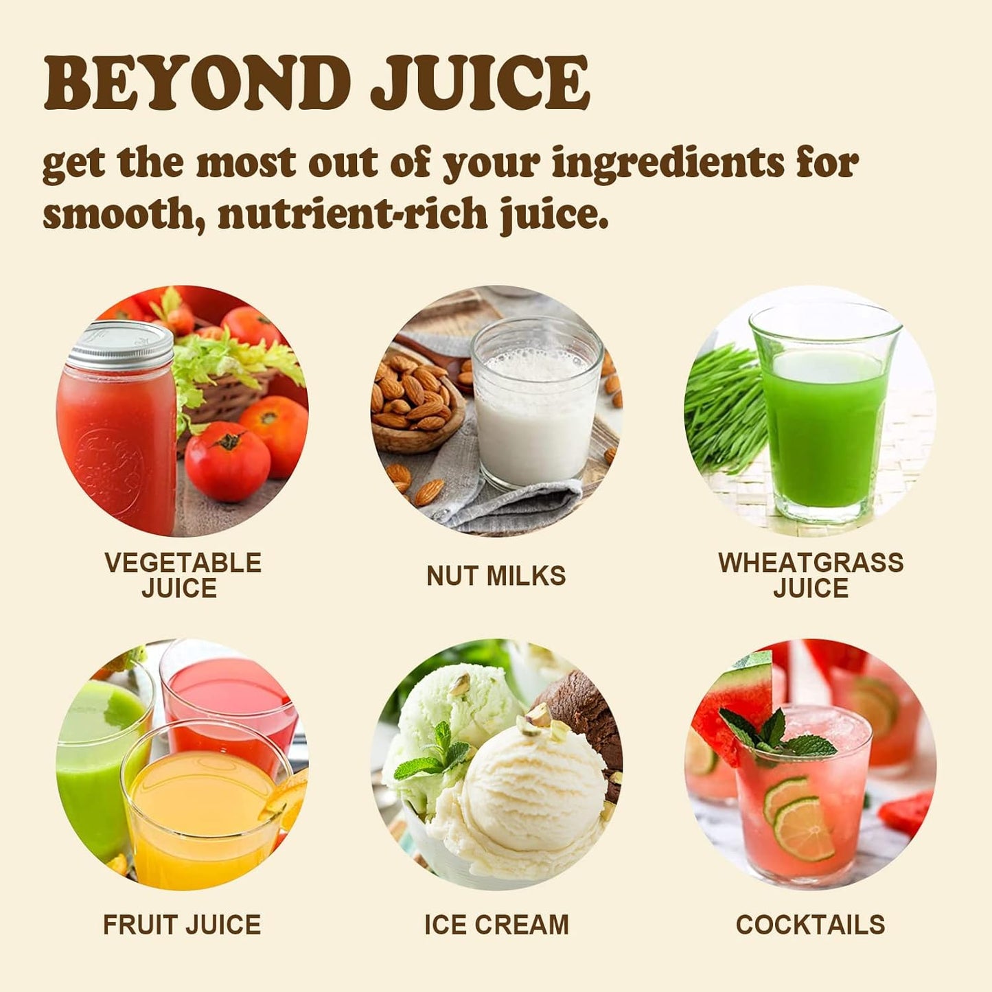 ADVWIN Electric Slow Juicer Multi Blender, 200W Cold Press Slow Juicer Compact Masticating Machine with Cleaning Brush, 2 Pulp Measuring Cups(350ml & 800ml), Stainless Steel