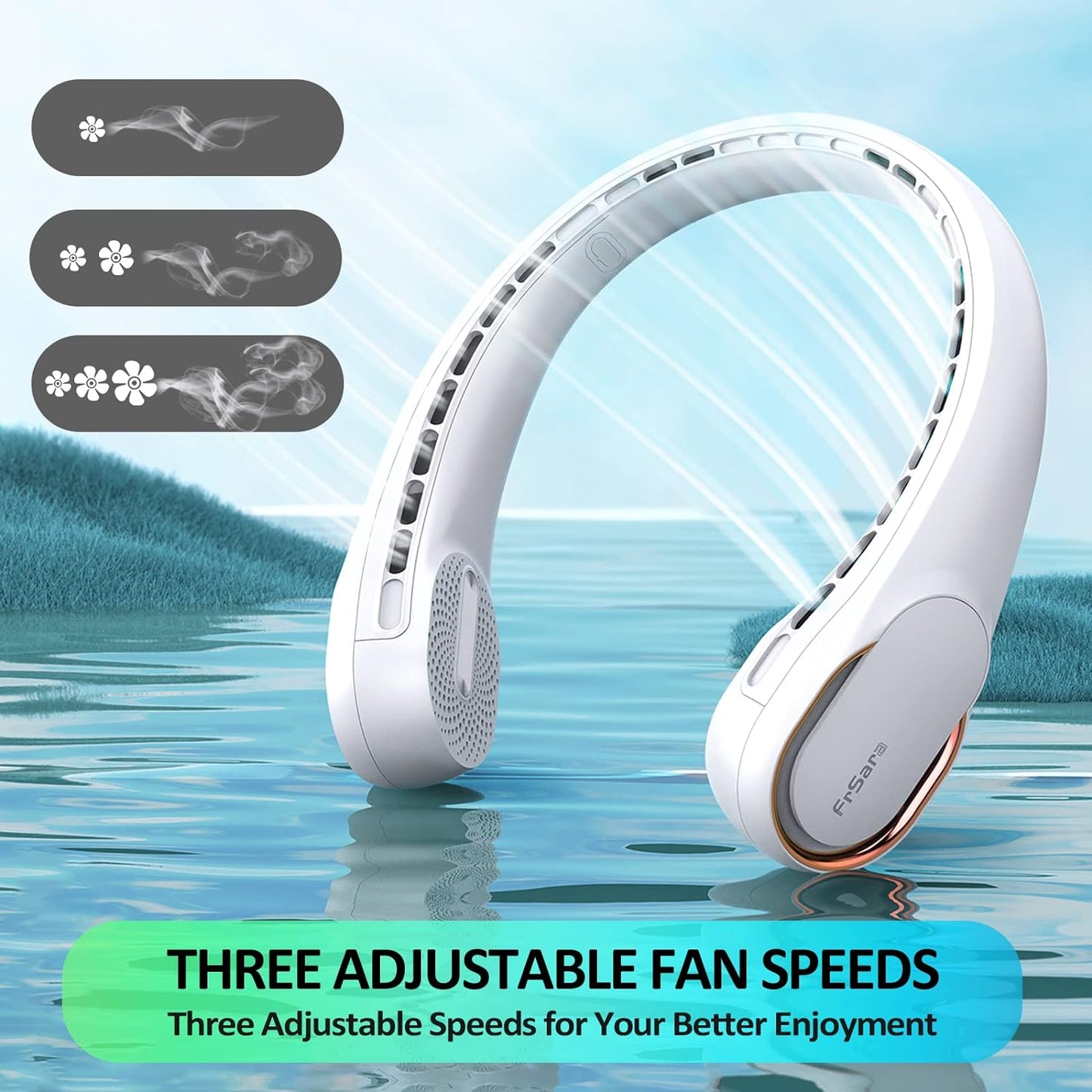 KIDEE Bladeless Neck Fan, Portable Cooling Personal Fan, 4000mAh USB Wearable Neck Fans Rechargeable, Upgraded Air Volume for Indoor Outdoor