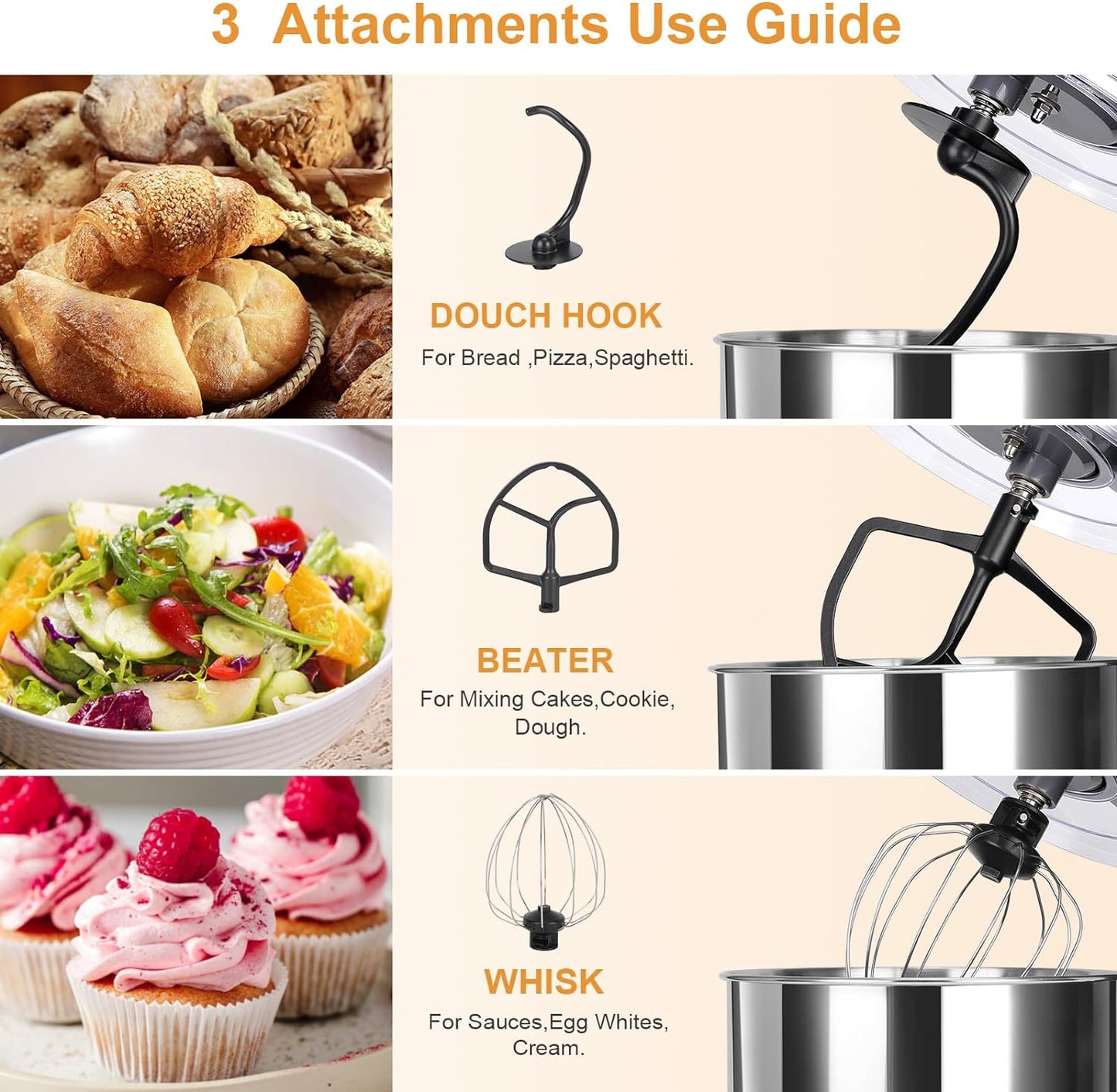 NEWSETS 7.4 QT Stand Mixer,6-Speed Tilt-Head Food Mixer,600W Electric Kitchen Mixer with Dough Hook, Whisk, Beater, Splash Guard & Mixing Bowl, Planetary Mixing Food Mixer for Baking, Cakes, Cookie