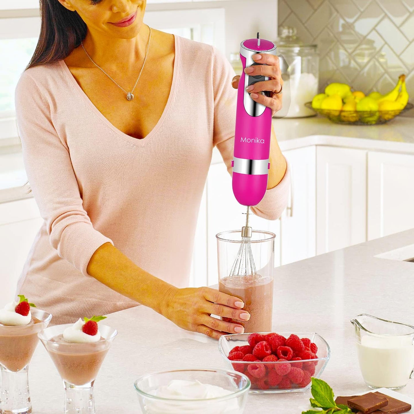 Monika 5In1 Electric Stick Blender Handheld Mixer Chopper Stainless Steel Whisk