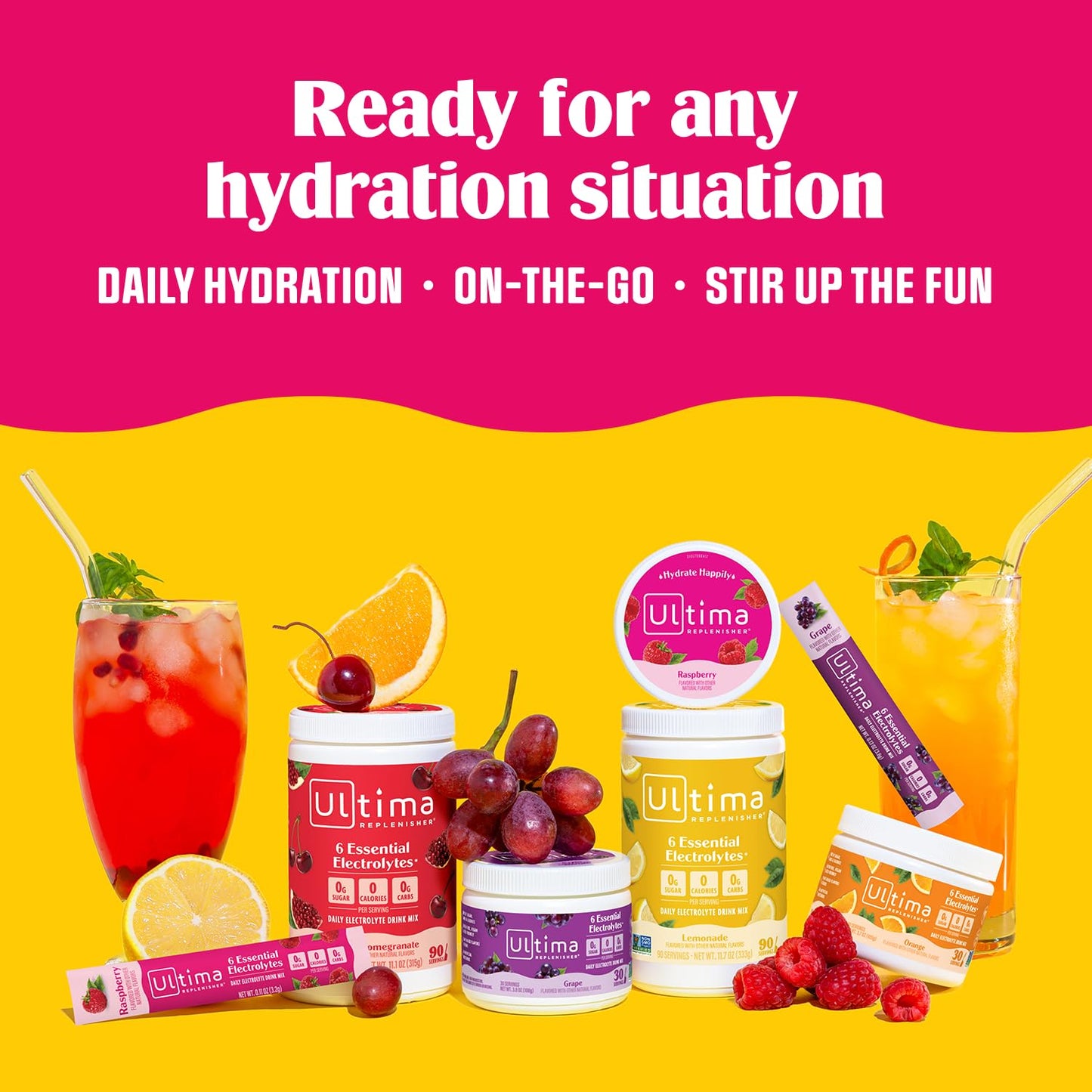 Ultima Replenisher Daily Electrolyte Drink Mix – Passionfruit, 20 Stickpacks – Hydration Packets with 6 Electrolytes & Trace Minerals – Keto Friendly, Non-GMO & Sugar-Free Electrolyte Powder