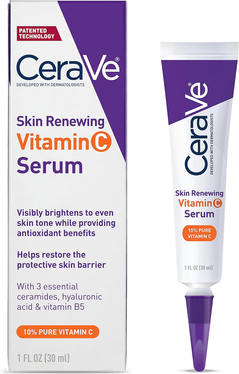 CeraVe Vitamin C Serum with Hyaluronic Acid | Skin Brightening Serum for Face with 10% Pure Vitamin C | Fragrance Free