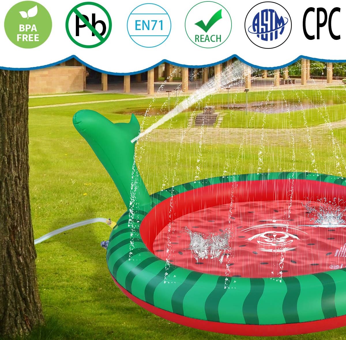 Apfity Splash Pad Sprinkler for Kids, 65" Splash Play Mat for 2 3 4 5 Years Old Boys Girls Summer Outdoor Game Water Toys