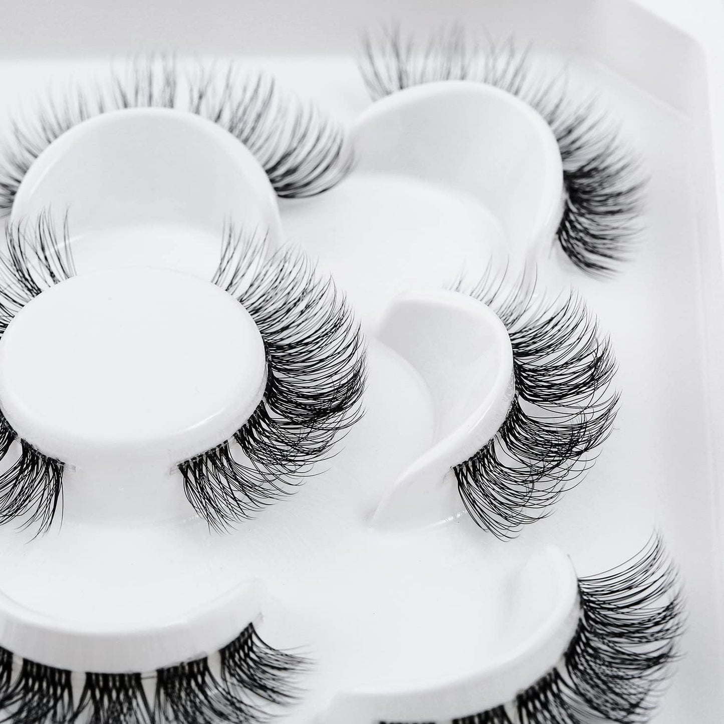 Eyelashes Russian Volume Fluffy Strip Lashes 5 Pairs Manga Natural looking Wispy C/D Curly False Eyelashes