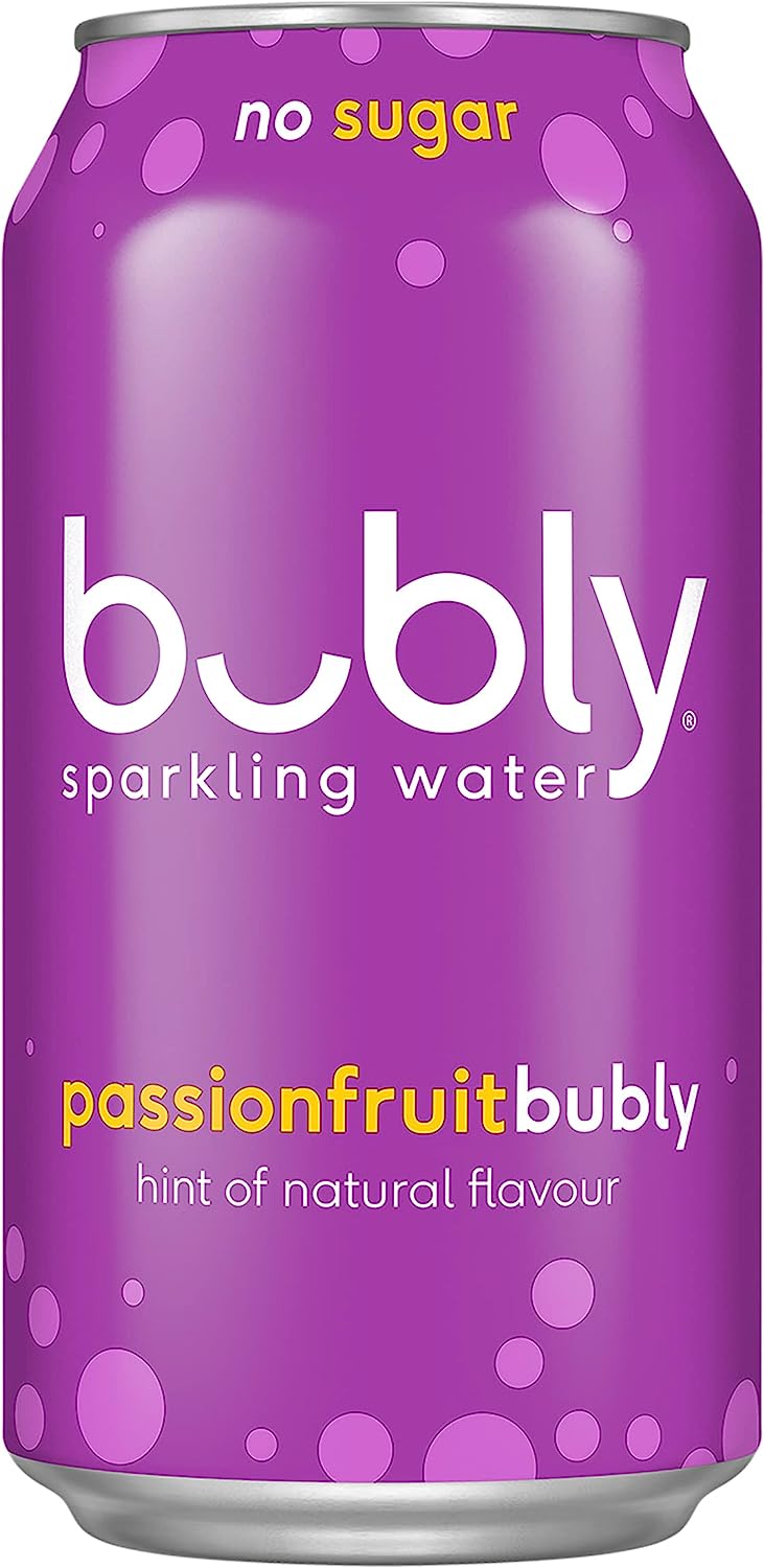 Bubly Passionfruit Flavoured Sparkling Water Can 375 ml 8 pack