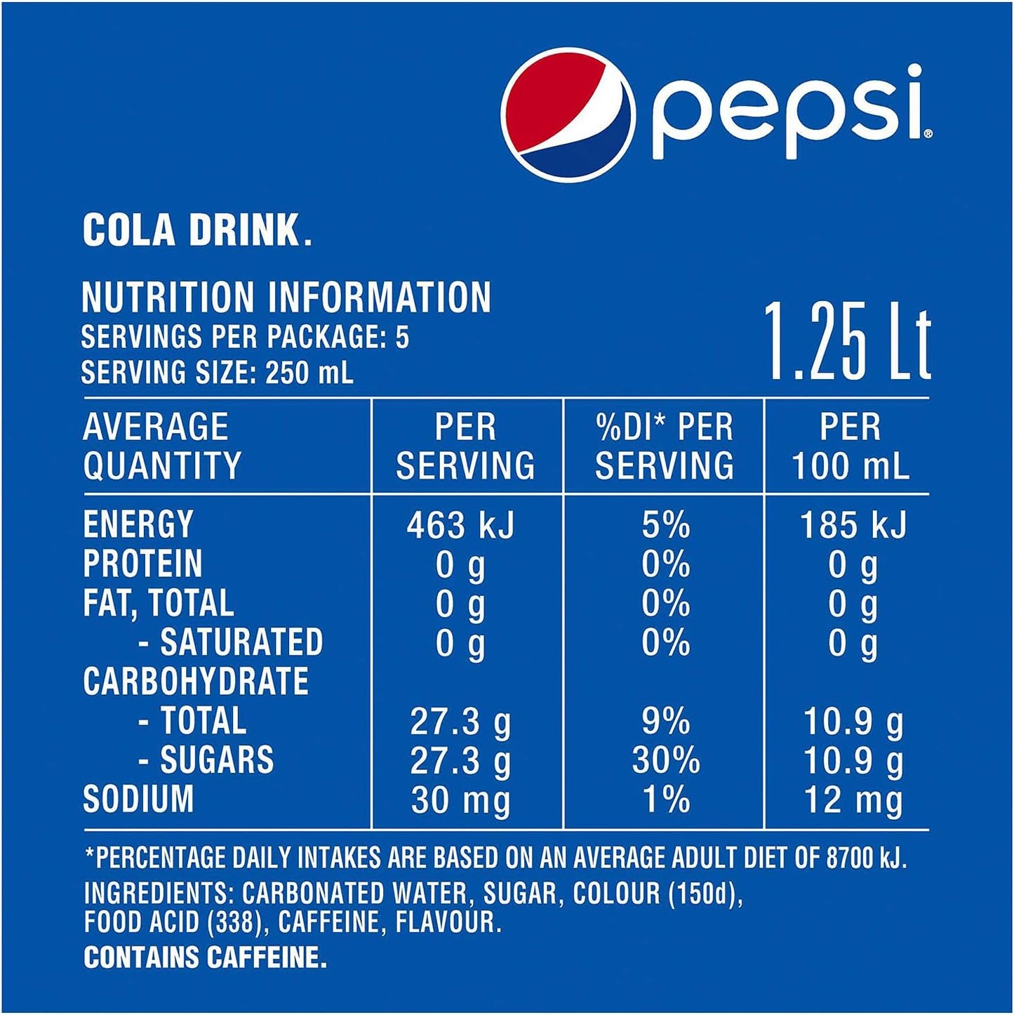 Pepsi Soft Drink 12 x 1.25L