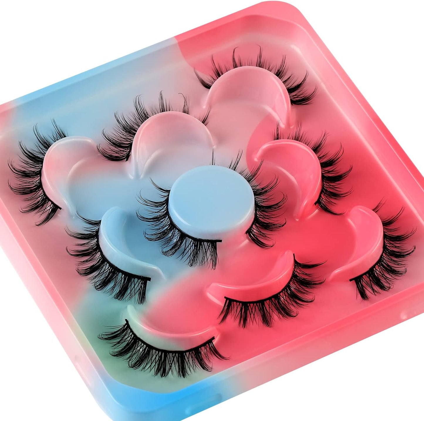 Manga Lashes Natural Look False Eyelashes 5 Pairs Transparent Eyelash Wispies Eyelashes 3D Fake Lashes Small Face Eyelashes Soft Reusable Eye Lash (AB05)