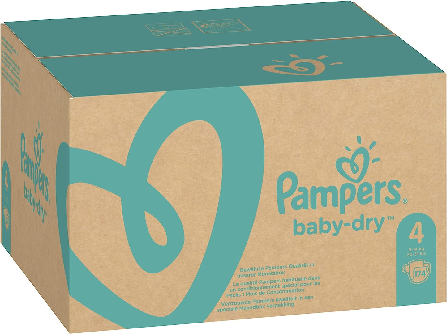 Pampers Baby-Dry Nappies Size 4 Toddler, 174 count, 9-14kg