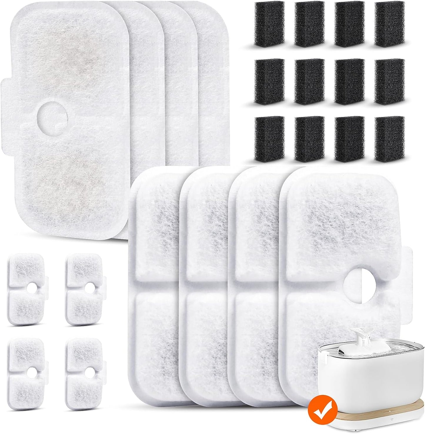 12 Pack Pet Fountain Filters for PETLIBRO Dockstream Cat Water Fountain PLWF005/PLWF105/PLWF115 (2.5L/84oz), Triple Filtration System Replacement, Includes 12 Pre-Filter Sponges