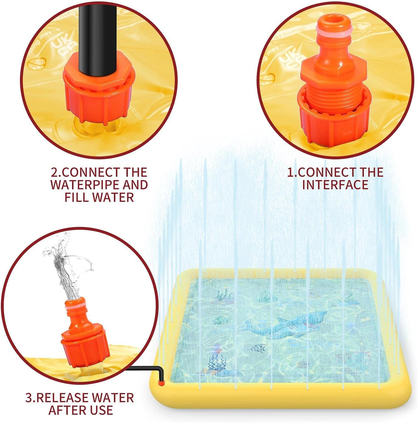 SOKA Play Imagine Learn SOKA Large Square Sprinkle and Splash Water Play Mat Sprinkler Pad Summer Spray Inflatable Toy for Kids Outdoor Garden Family Activities - Yellow One Size