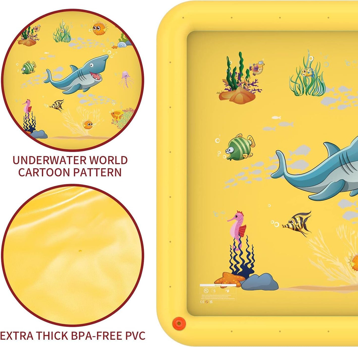 SOKA Play Imagine Learn SOKA Large Square Sprinkle and Splash Water Play Mat Sprinkler Pad Summer Spray Inflatable Toy for Kids Outdoor Garden Family Activities - Yellow One Size