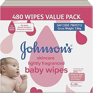 Johnson's Baby Lightly Fragranced Baby Wipes 960 pack (80 x 12s) VALUE PACK |
