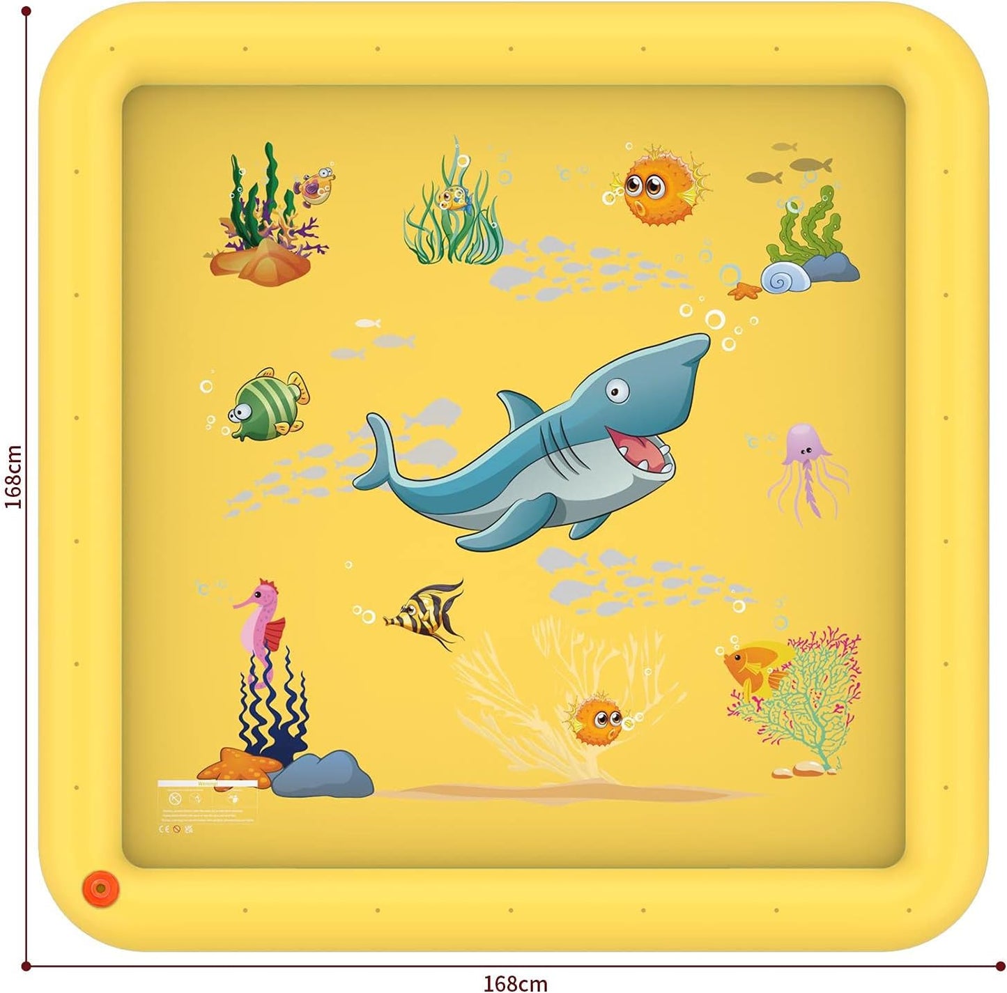 SOKA Play Imagine Learn SOKA Large Square Sprinkle and Splash Water Play Mat Sprinkler Pad Summer Spray Inflatable Toy for Kids Outdoor Garden Family Activities - Yellow One Size