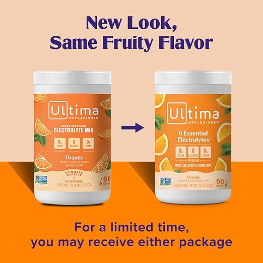 Ultima Replenisher Mocktini Electrolyte Drink Mix – Peach Bellini, 90 Servings – Hydration Powder with 6 Key Electrolytes & Trace Minerals – Keto Friendly, Non- GMO & Sugar-Free Electrolyte Powder