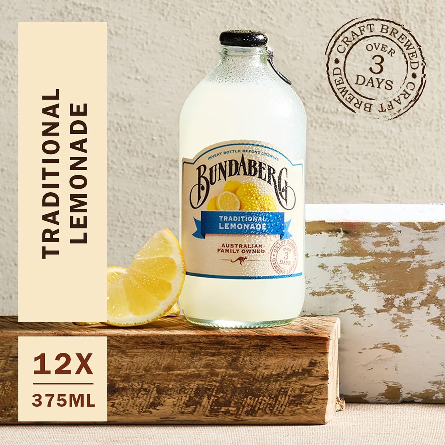 Bundaberg Traditional Lemonade, 12 x 375 ml