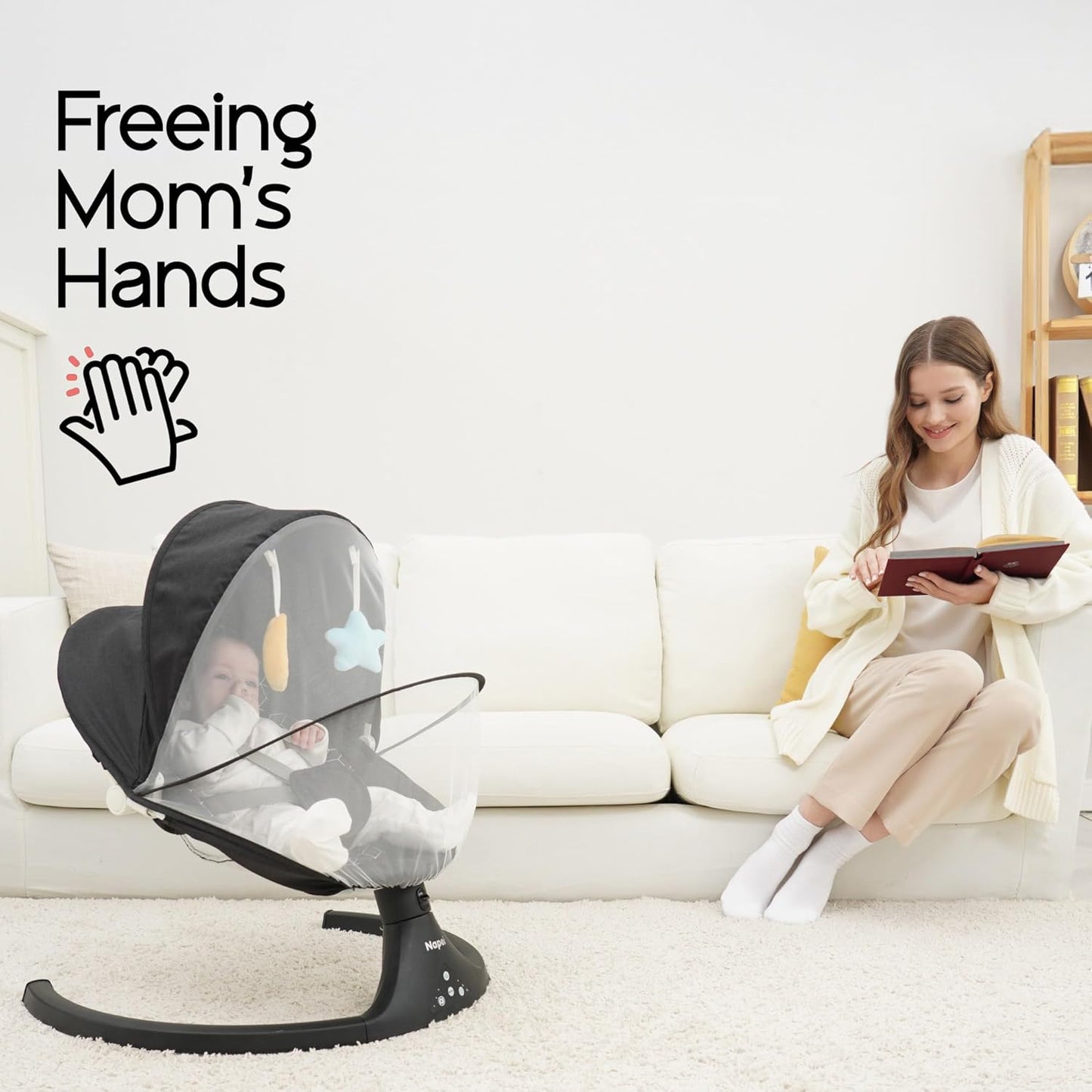 Baby Swing for Infants to Toddler,Electric Baby Swing and Bouncer,Bluetooth Infant Swing