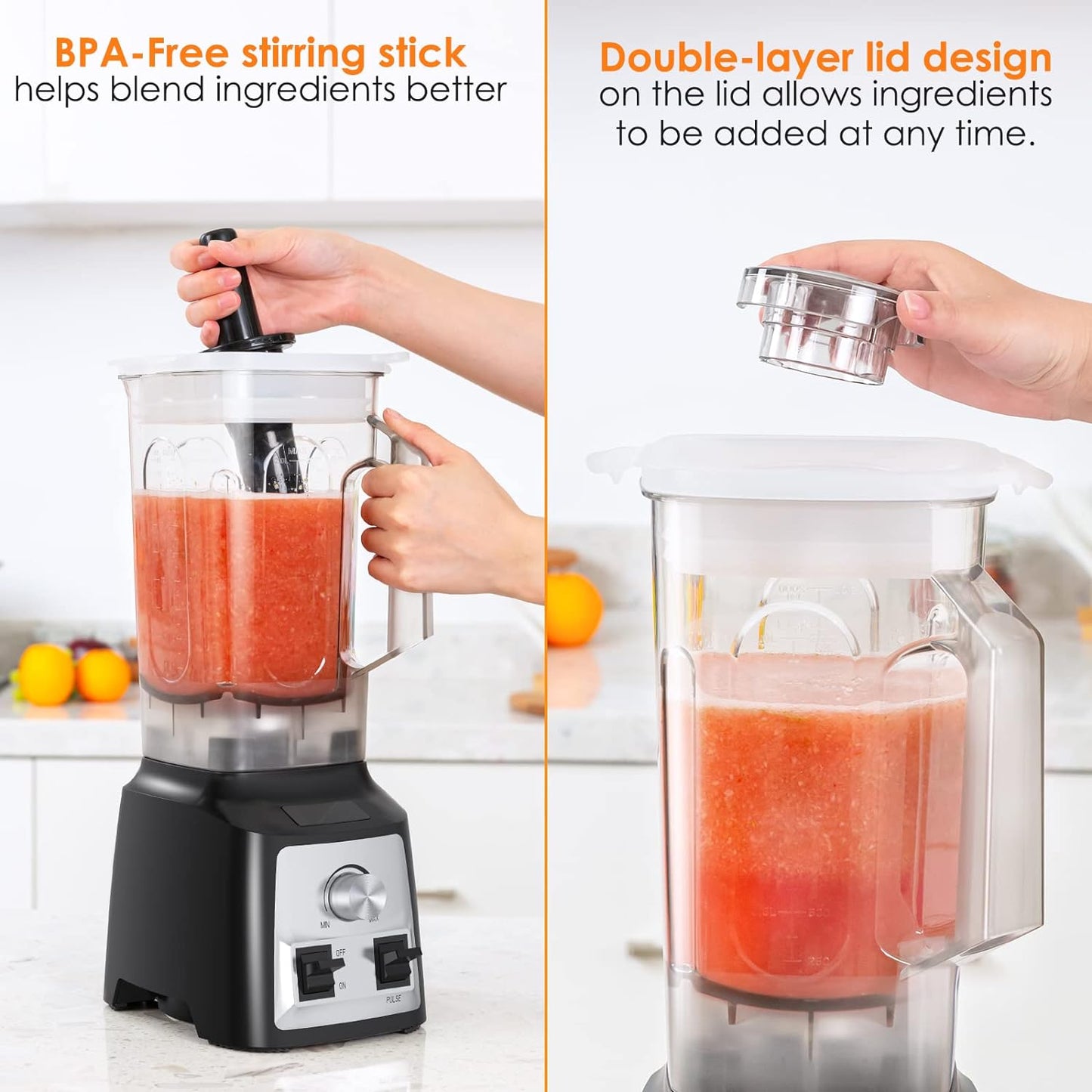 Enfmay Stand mixer blender, 2000 W high-performance mixer, continuous speed control, 2 L Tritan mixing container with pulse function, blender mixer with 30,000 RPM