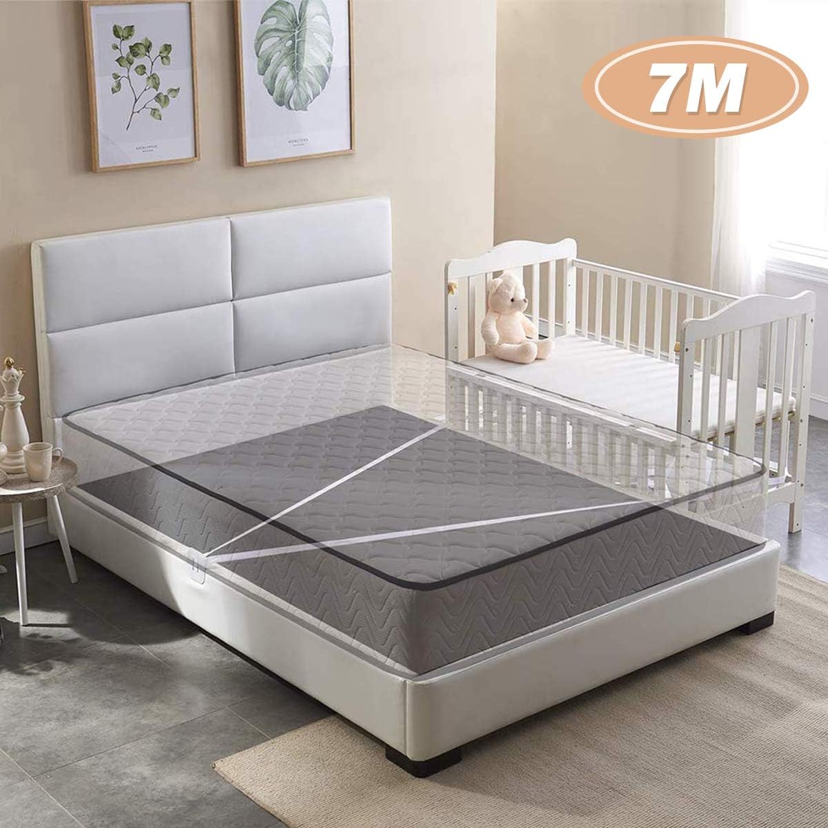LATTCURE Strap for Baby Cot, 7 m Attachment, Side Cot Strap for Box Spring Beds, Side Cot Strap, Strap for Box Spring Beds, Side Cot Strap White for Docking.