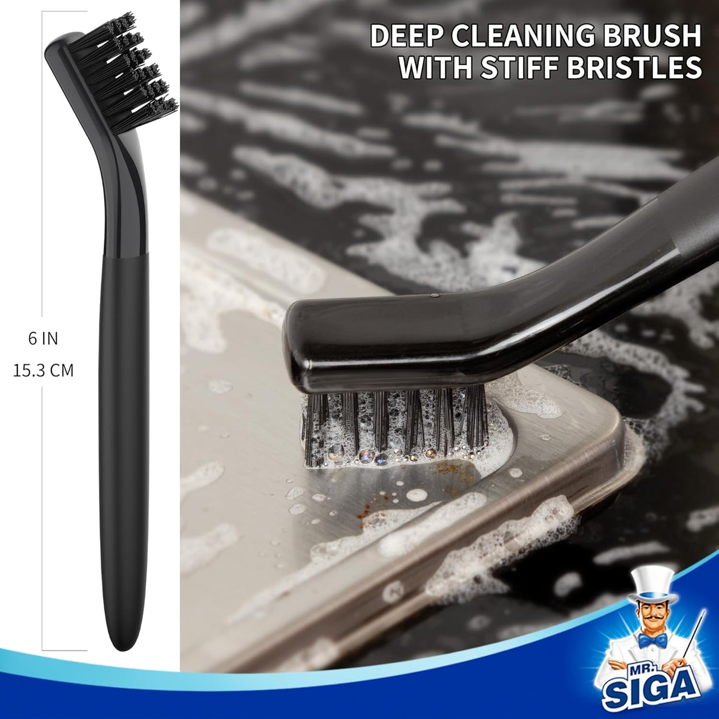 MR.SIGA Grout Cleaner Brush Set, Detail Cleaning Brush Set