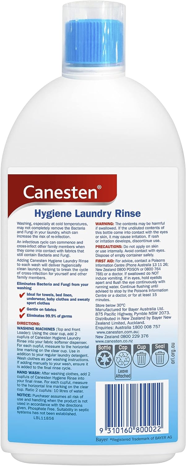 Canesten Antibacterial and Antifungal Hygiene Laundry Rinse, Eliminates Bacteria and Fungi from Your Washing, 1 Ltr