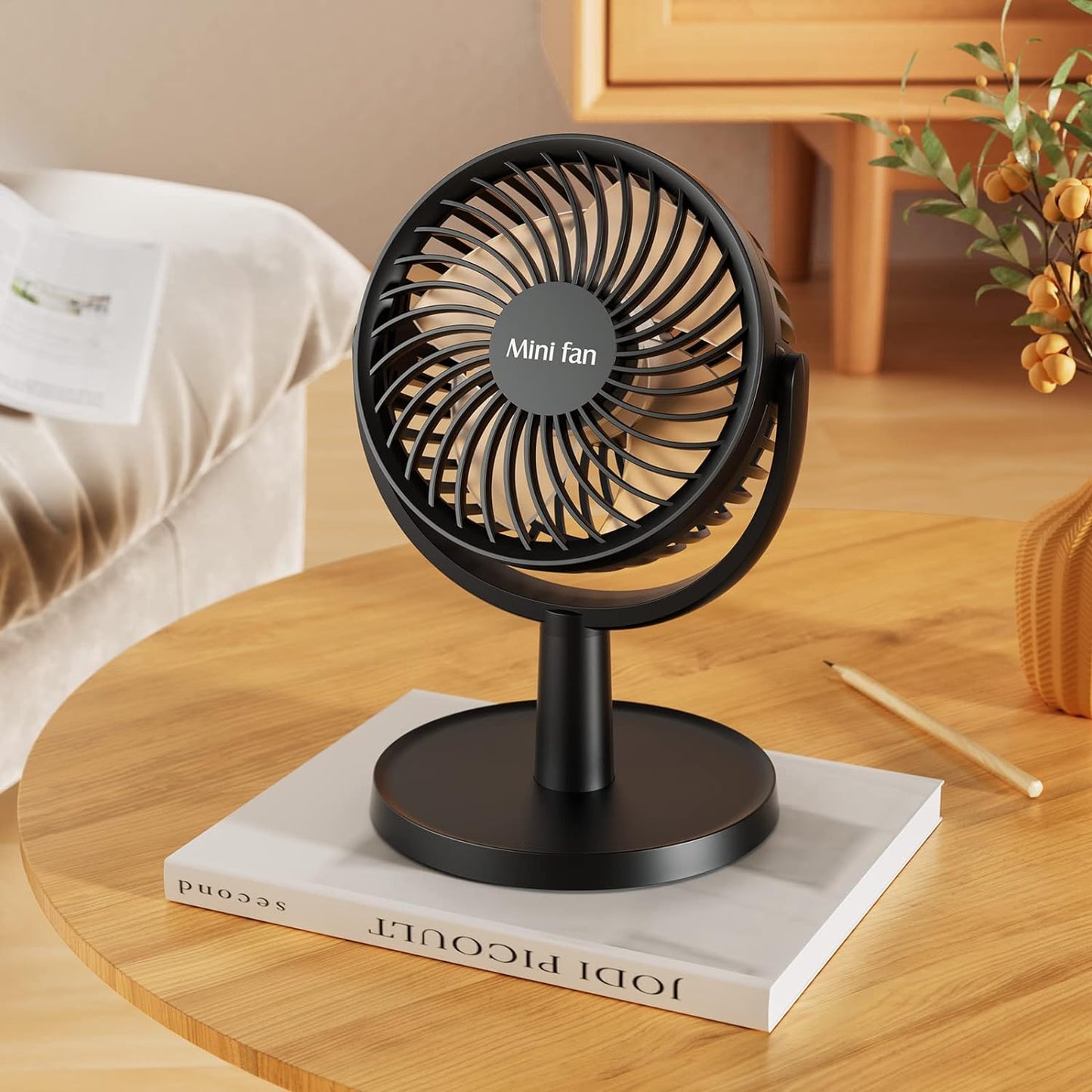 Mini desk fan 4 Speeds Strong Desk Fan with Elegant Apperance, Personal Portable Mini USB Fan, Quiet, 310 Degree Rotation, Detachable, Easy to Clean, Lightweight, 4 inch