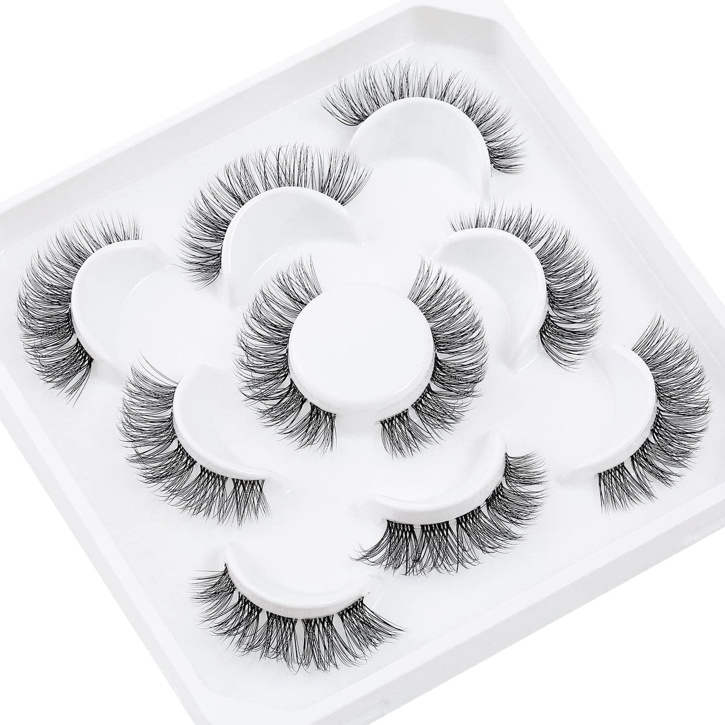 Eyelashes Russian Volume Fluffy Strip Lashes 5 Pairs Manga Natural looking Wispy C/D Curly False Eyelashes