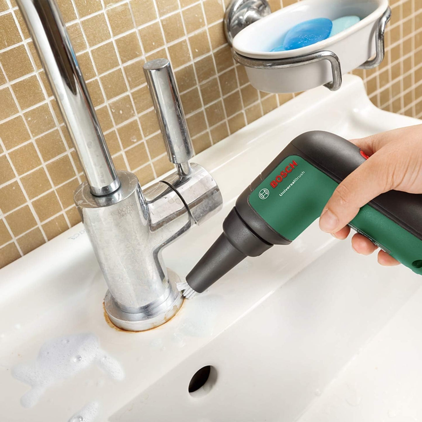 Bosch Home & Garden 3.6V Cordless Electric Power Cleaning Brush with 4 Cleaning Attachments & Micro USB Cable (UniversalBrush)