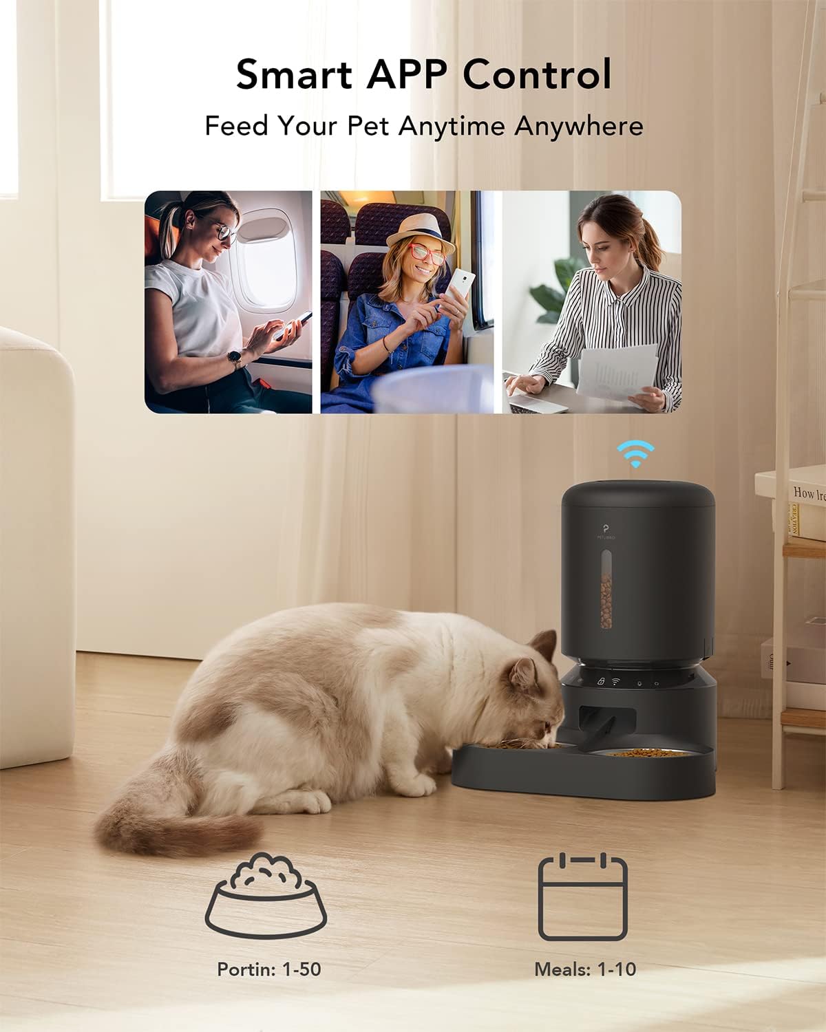 PETLIBRO Automatic Cat Food Dispenser, 5G WiFi Pet Feeder with APP Control for Pet Dry Food 1-10 Meal