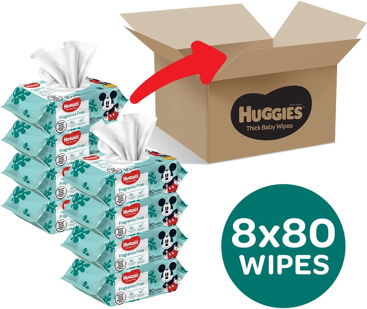 HUGGIES Thick Baby Wipes Fragrance Free 640 wipes