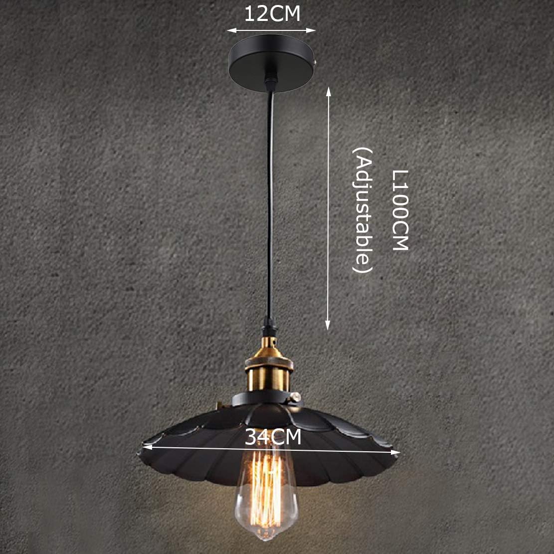 YOXANG Creative Umbrella Pendant Lighting Vintage Metal Little Black Skirt Retro Industrial Adjustable Hanging Lights Warehouse Loft Decor Chandeliers for Dining Room