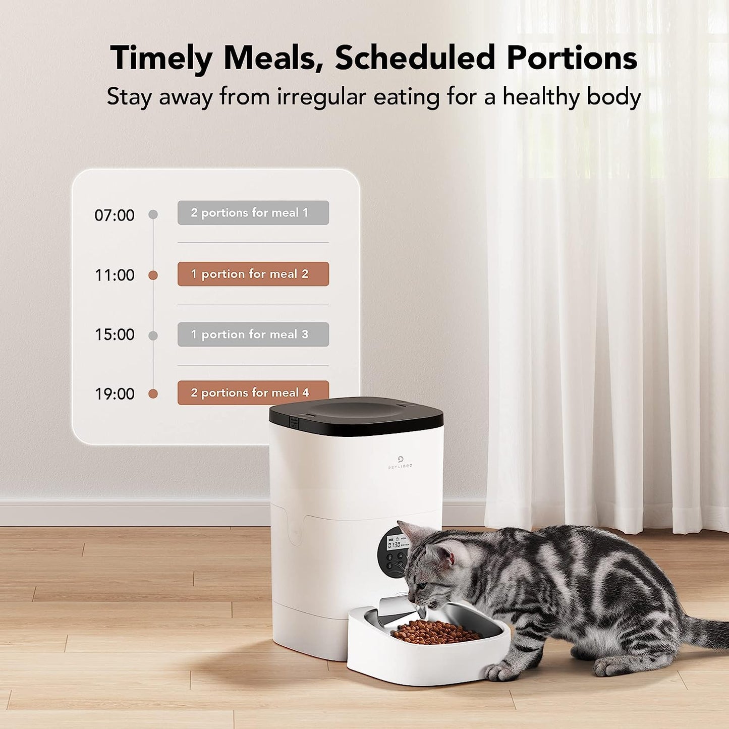 PETLIBRO Automatic Cat Food Dispenser, Automatic Cat Feeder with Customize Feeding Schedule, Auto Cat Feeder with Interactive Voice Recorder, Timed Pet Feeder for Cat & Dog 1-4 Meals Dry Food 4L
