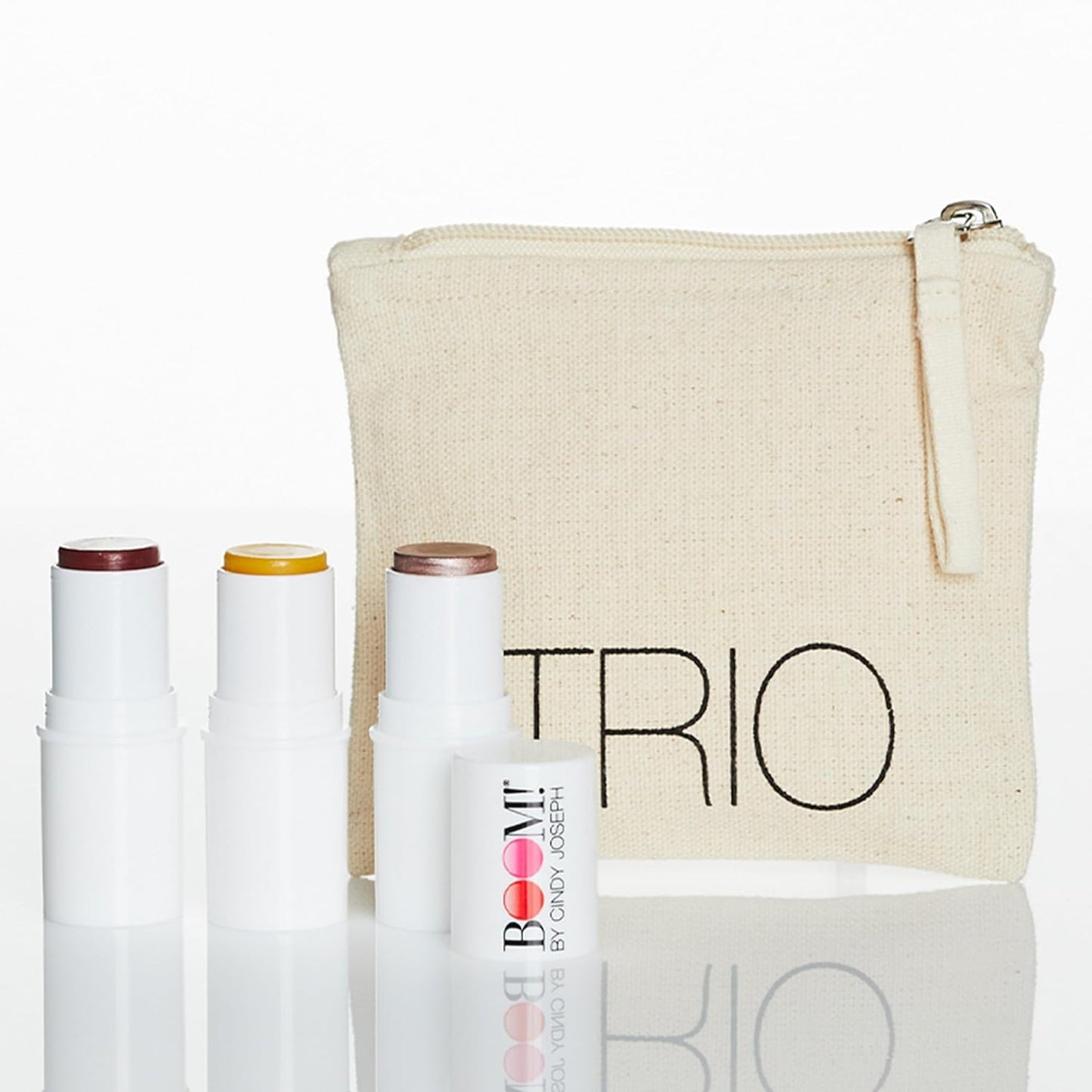 BOOM! by Cindy Joseph Cosmetics Boomstick Trio - 3 Pack Boom Makeup Sticks for Older Women & Mature Skin - Blush Stick, Highlighter Stick & Moisturizer