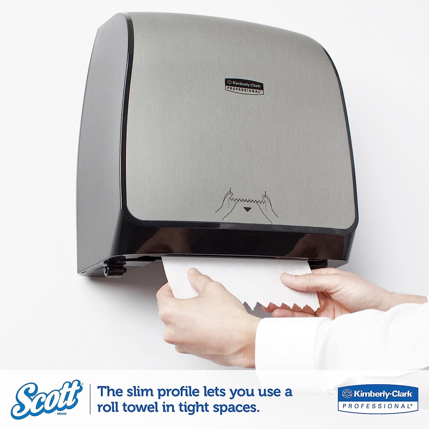 Scott Slimroll Hard Roll Paper Towels (12388) with Fast-Drying Absorbency Pockets, White, 6 Rolls / Case, 580' / Roll