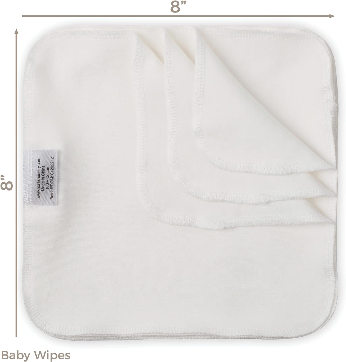 Nora's Nursery Reusable Baby Wipes 100% Cotton Washcloths Soft Absorbent Towel Face Wipes, Newborn Bath Face Towels, 20 Wipes with 1 Waterproof Pod for On-The-Go Moms, Ideal for Sensitive Skin