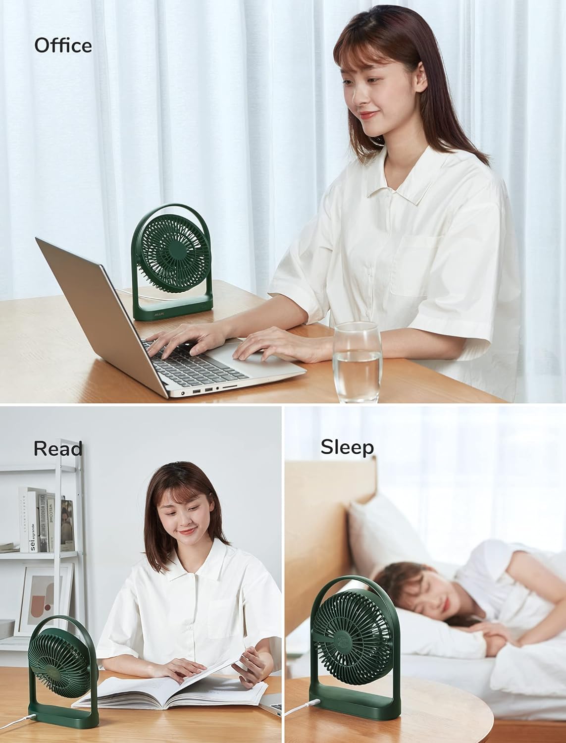 JISULIFE Desk Fan, Small Personal USB Desktop Fan with 4 Speeds, Quiet Operation Mini for Home Desktop Office Table Bedroom, Strong Wind, 330°Rotate
