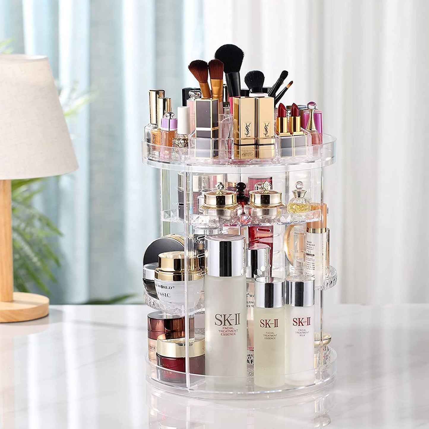 Makeup Organizer, 360 Degree Rotating Adjustable Cosmetic Storage Display Case