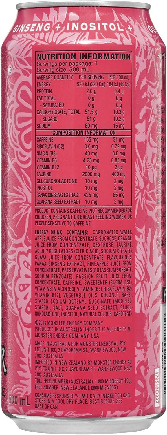 Monster Energy Drink Pipeline Punch Cans, 24 x 500ml