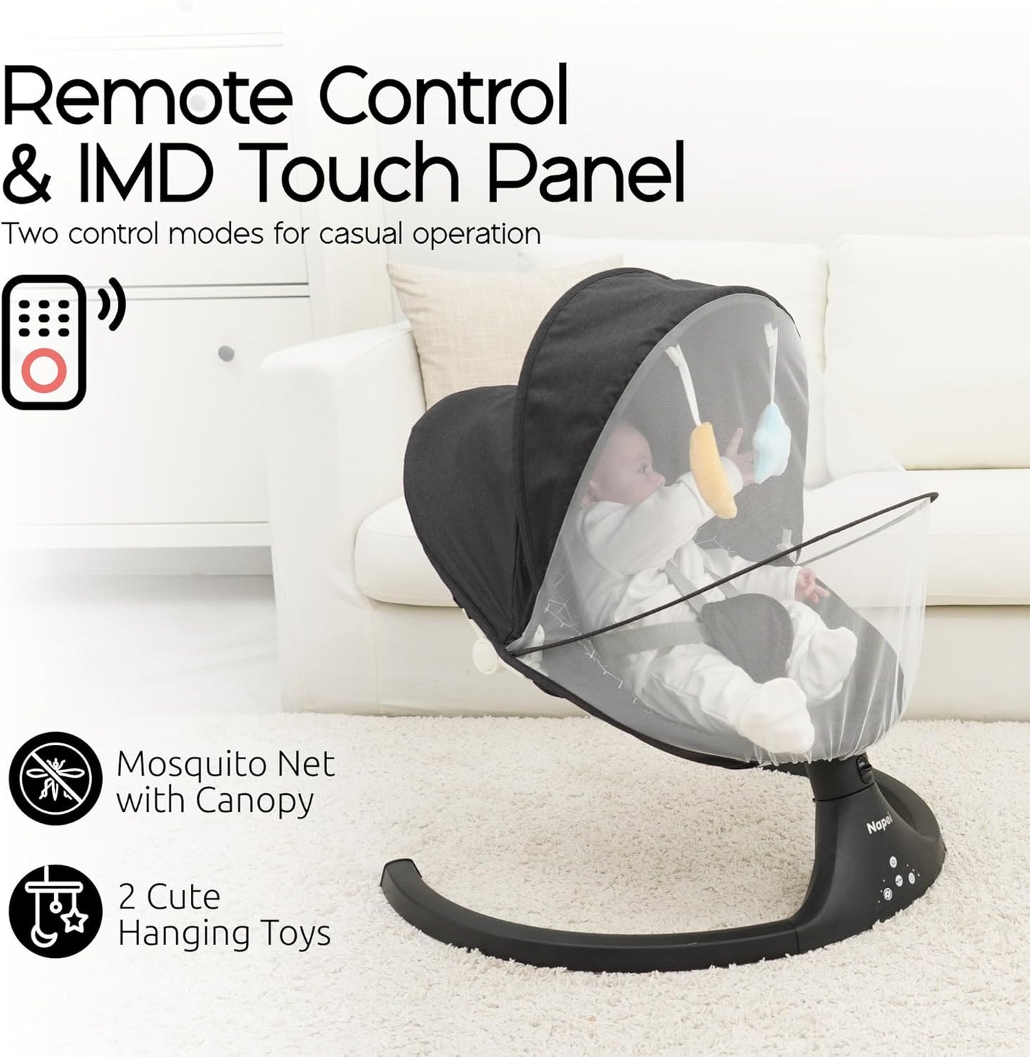 Baby Swing for Infants to Toddler,Electric Baby Swing and Bouncer,Bluetooth Infant Swing