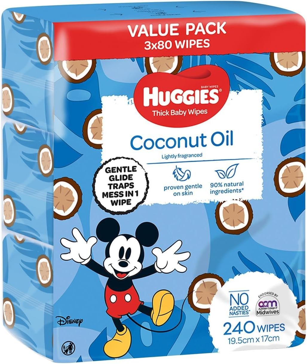 Huggies Baby Wipes Lightly Fragranced Coconut Oil (3X80 pk)