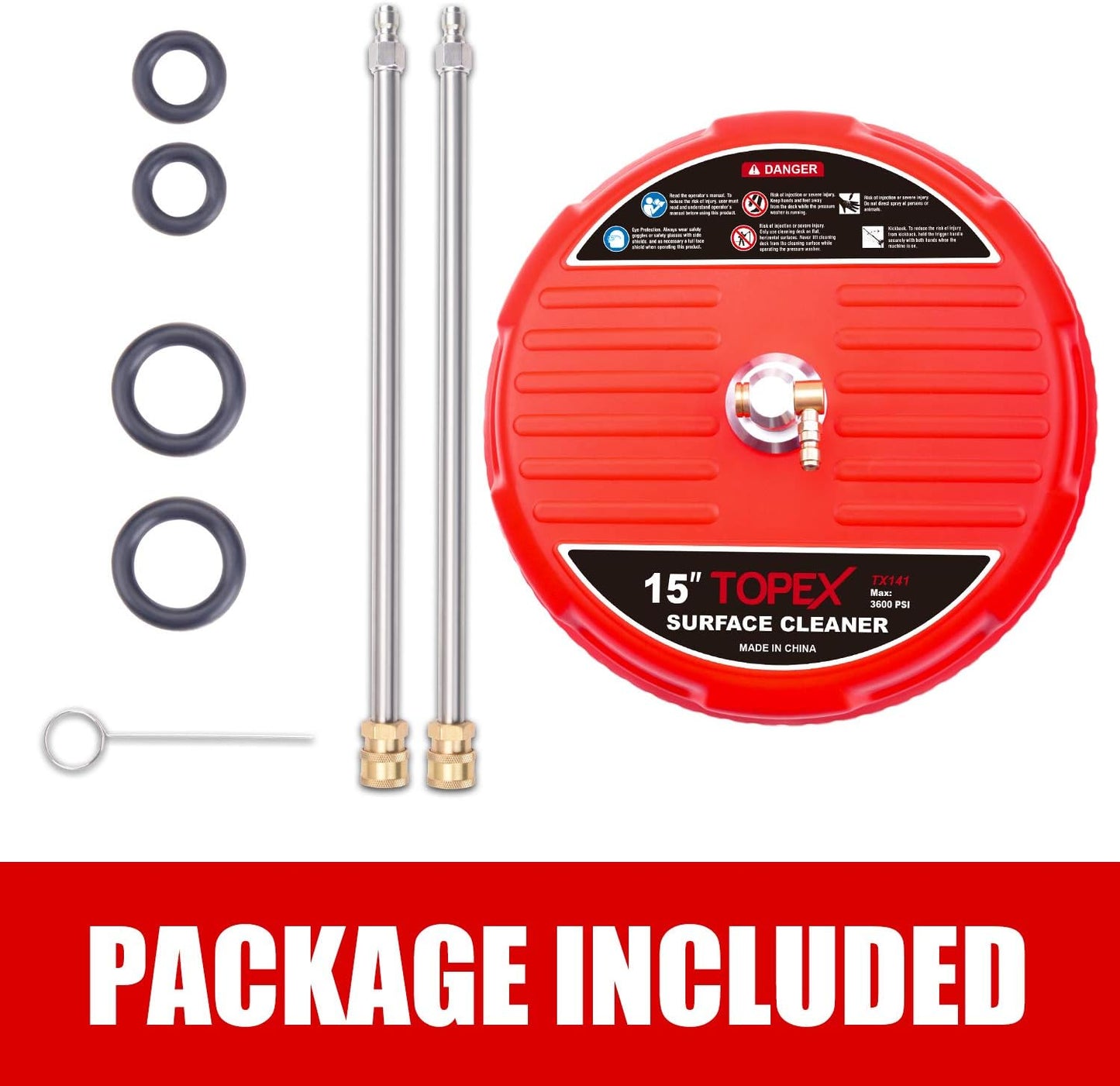 TOPEX 15” Pressure Washer Surface Cleaner w/Quick Connector up to 3600 psi