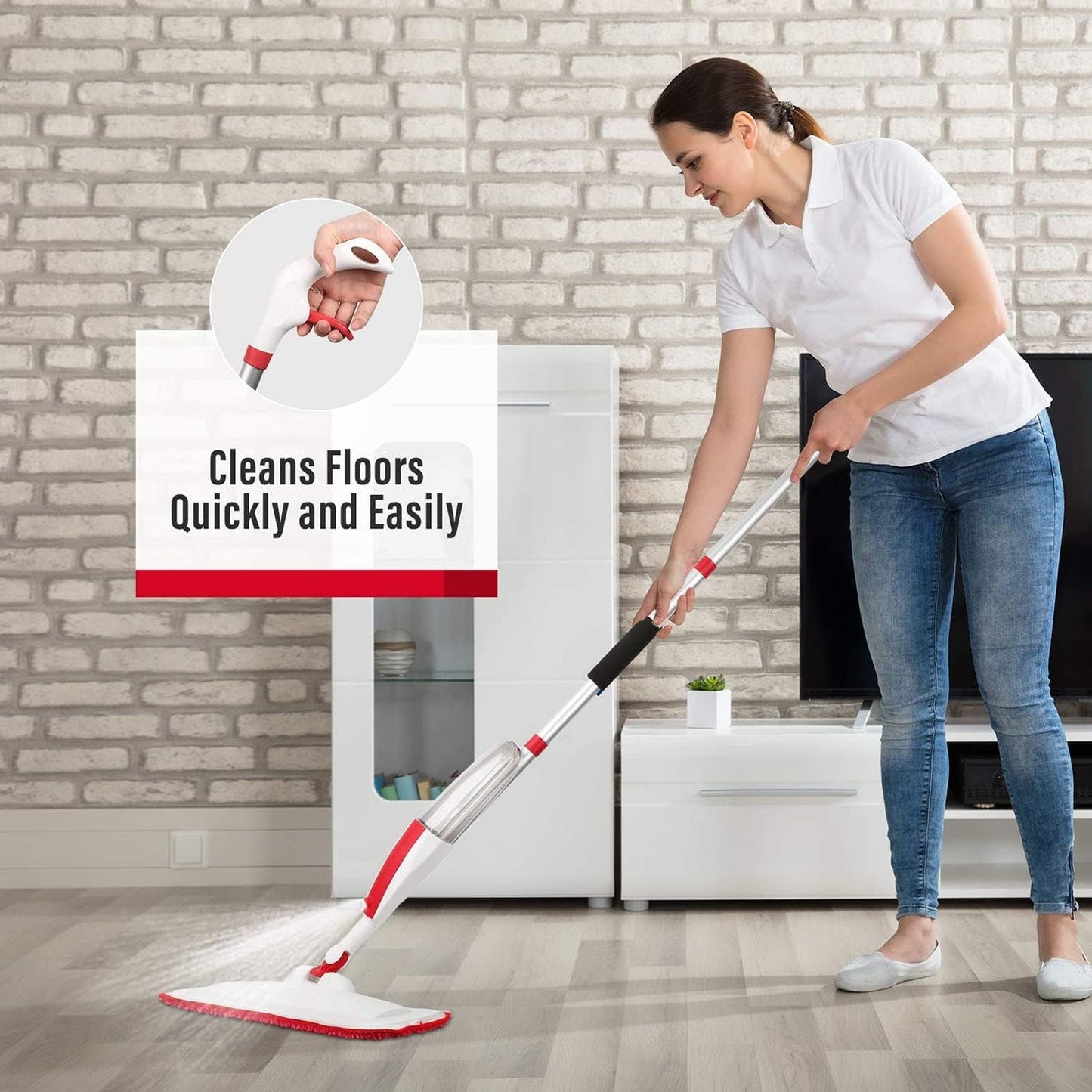 Mops for Floor Cleaning Wet Spray Mop with a Refillable Spray Bottle and 2 Washable Microfiber Pads Home or Commercial Use Dry Wet Flat Mop for Hardwood Laminate Wood Ceramic
