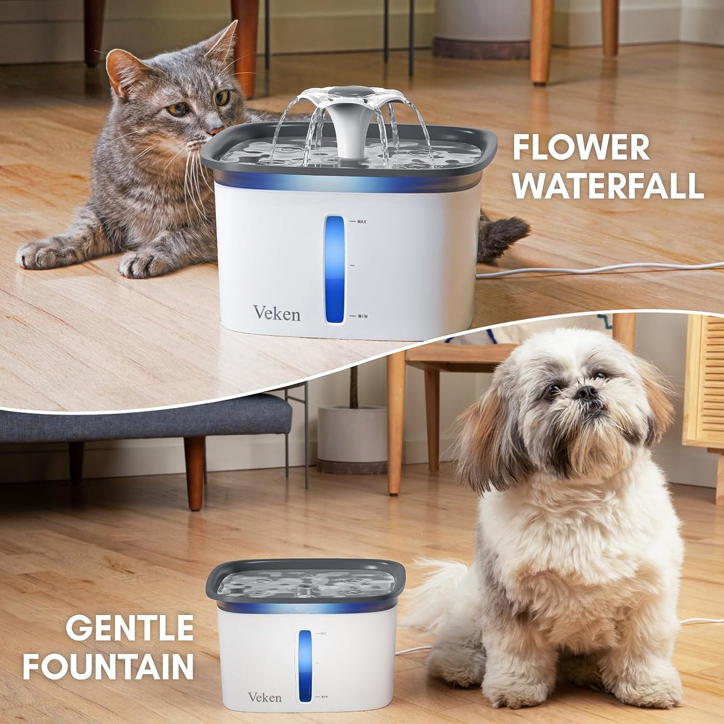 Automatic Cat Water Fountain Dog Water Dispenser with Smart Pump for Cats, Dogs, Multiple Pets