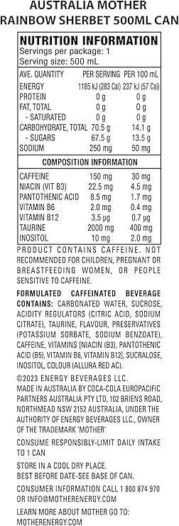 Mother Energy Drink Rainbow Sherbet 24 x 500ml