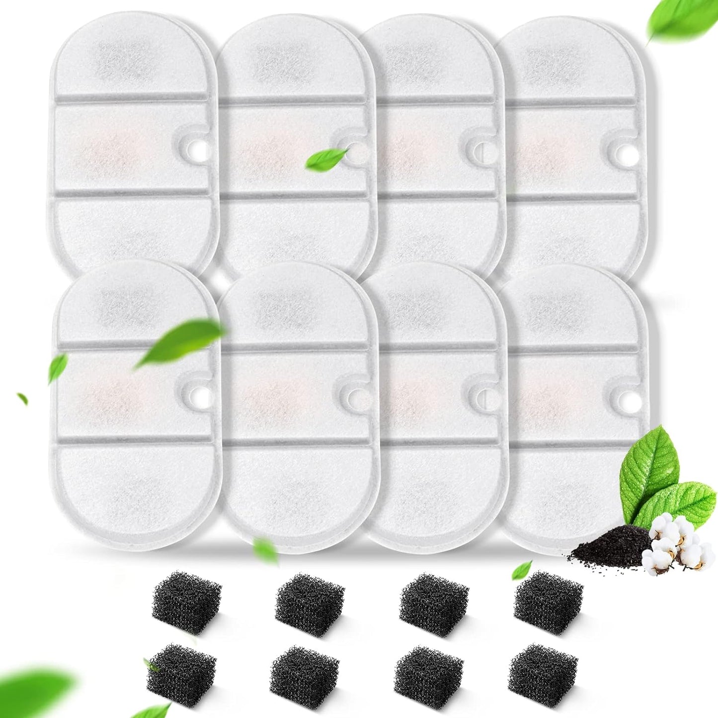 VinDox 16 Packs Replacement Cat Water Fountain Filters Compatible with PETLIBRO Capsule: PLWF002,71oz/2.1L Ultra Quiet-BPA-Free, Two Flow