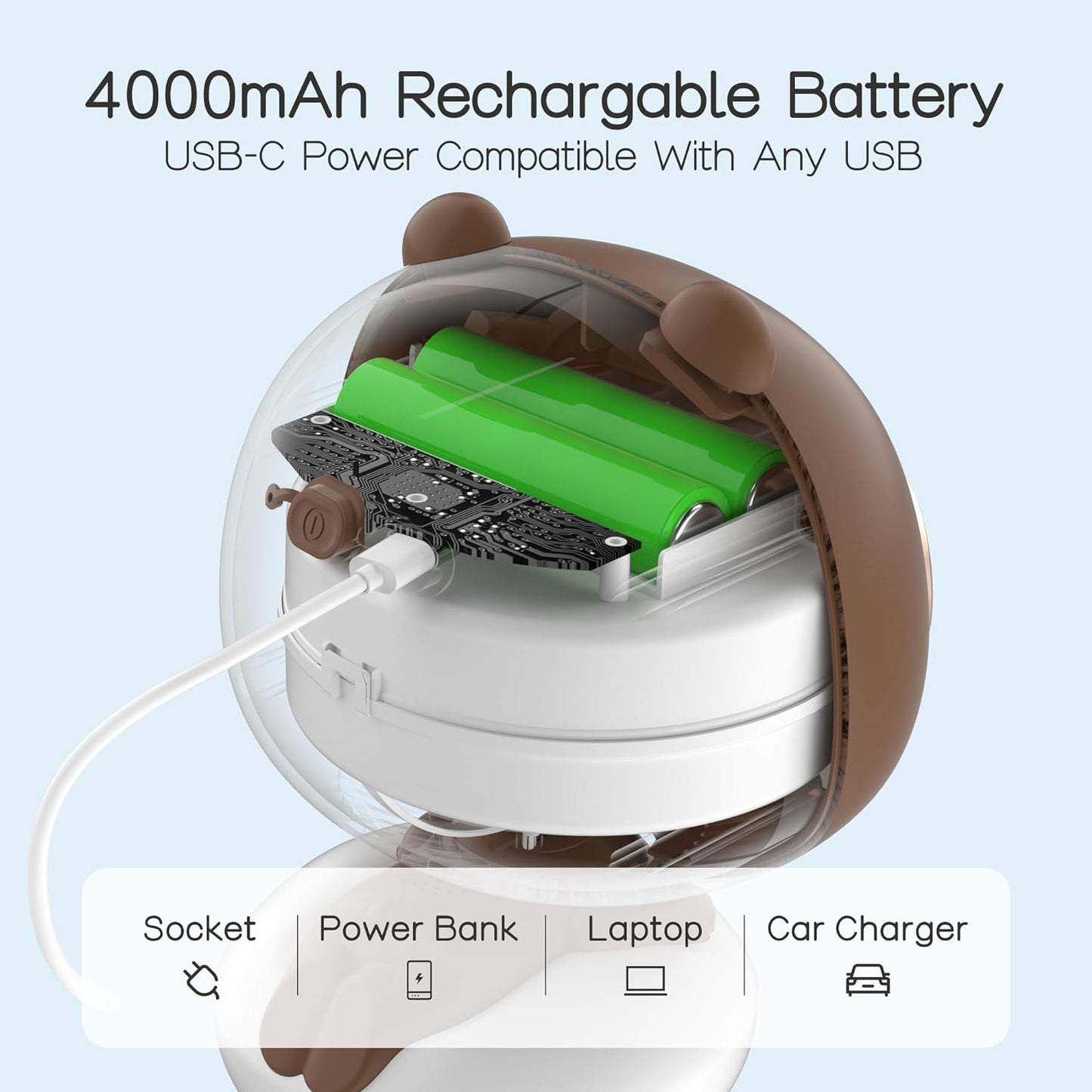 KinYiLO Cute Stroller Fan Clip On for Baby, Portable Baby Stroller Fans Bladeless, 4 Speeds Auto Oscillating, 4000mAh Rechargeable Battery Powered, Flexible Tripod Small Cooling Fan for Crib/Car seat