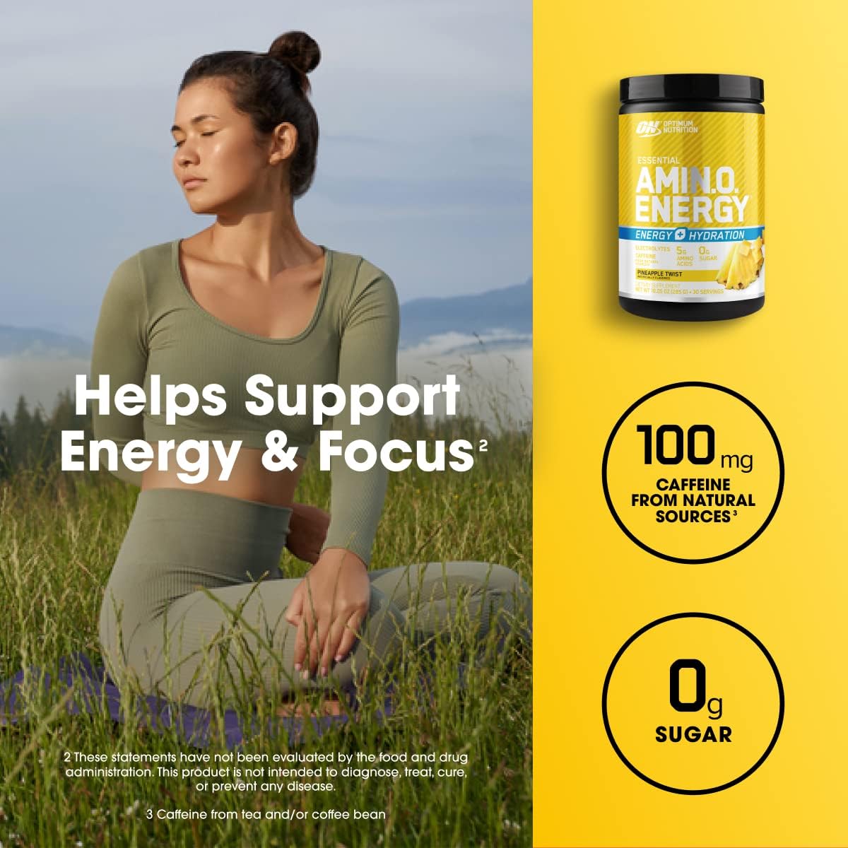 OPTIMUM NUTRITION Amino Energy + Electrolytes Powder, Pineapple Twist, 285g, 30 Servings